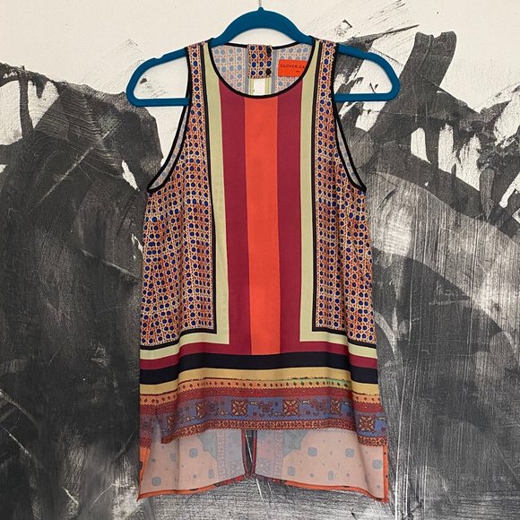 Clover Canyon | Printed Flowy Top | Open Back | Size Small - Picture 1 of 11